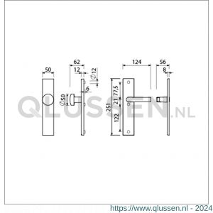 Ami VHB 251/50-169/50 veiligheidsvoordeur-knoplangschildgarnituur SKG*** VHB 251/50 knop 169/50 buiten en binnen blind deurkruk 332 F2 deurdikte 38-42 mm 802001