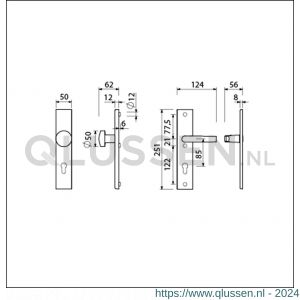 Ami VHB 251/50-169/50 veiligheidsvoordeur-knoplangschildgarnituur SKG*** VHB 251/50 knop 169/50 buiten en binnen profielcilinder PC 85 en deurkruk 332 F2 deurdikte 38-42 mm 802031