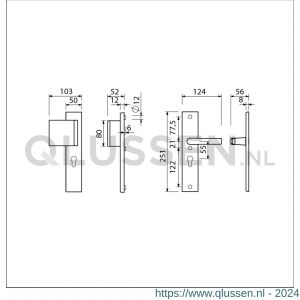 Ami VHB 251/50-90/80 veiligheidsvoordeur-duwerlangschildgarnituur SKG*** VHB 251/50 deurduwer 90/80 links profielcilinder PC 55 en deurkruk 332 F2 deurdikte 38-42 mm 802355