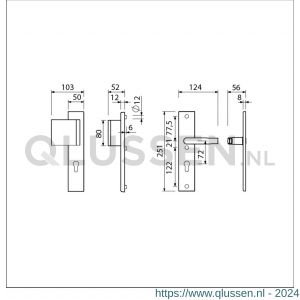 Ami VHB 251/50-90/80 veiligheidsvoordeur-duwerlangschildgarnituur SKG*** VHB 251/50 deurduwer 90/80 links profielcilinder PC 72 en deurkruk 332 F2 deurdikte 38-42 mm 802455