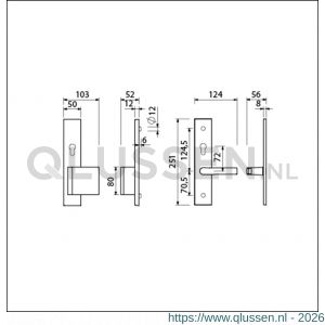 Ami VHB 251/50-90/80 senioren veiligheidsvoordeur-duwerlangschildgarnituur SKG** omkeer VHB 251/50 profielcilinder PC 72 omkeer deurduwer 90/80 rechts F2 en profielcilinder PC 72 omkeer deurkruk 332 deurdikte 38-42 mm 802503