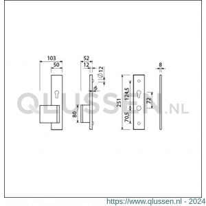 Ami VHB 251/50-90/80 senioren veiligheidsvoordeur-duwerlangschildgarnituur SKG** omkeer VHB 251/50 profielcilinder PC 72 omkeer deurduwer 90/80 links F2 en profielcilinder PC 72 omkeer zonder deurkruk deurdikte 53-57 mm 802552