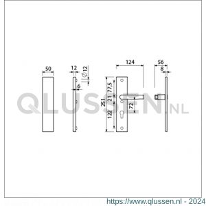 Ami VHB 251/50 veiligheidslangschild SKG*** VHB 251/50 buiten geheel blind binnen profielcilinder PC 72 deurkruk 332 F1 deurdikte 38-42 mm 803007