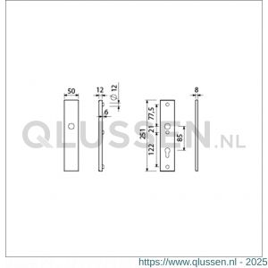 Ami VHB 251/50 veiligheidslangschild SKG*** VHB 251/50 buiten blind binnen profielcilinder PC 85 F1 deurdikte 38-42 mm 803057