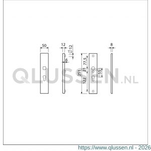 Ami VHB 251/50 veiligheidslangschild SKG*** VHB 251/50 buiten en binnen profielcilinder PC 55 F1 deurdikte 53-57 mm 803122