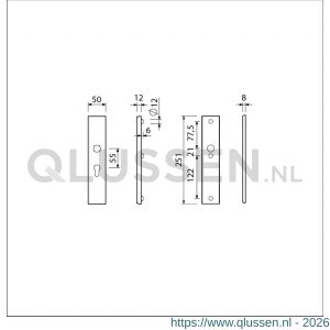 Ami VHB 251/50 veiligheidslangschild SKG*** VHB 251/50 buiten profielcilinder PC 55 binnen blind F1 deurdikte 38-42 mm 803123