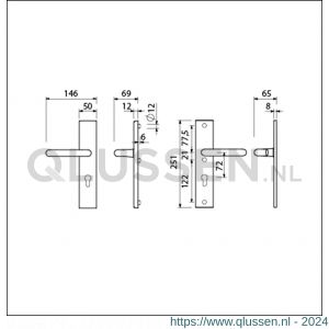 Ami VHB 251/50 veiligheidslangschild SKG*** VHB 356 vastdraaibaar 251/50 buiten en binnen profielcilinder PC 72 F1 deurdikte 38-42 mm 803150