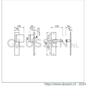 Ami VHB 251/50-90/80 veiligheidsvoordeur-duwerlangschildgarnituur SKG*** VHB 251/50 profielcilinder PC 55 deurduwer 90/80 rechts F1 blind en deurkruk 332 deurdikte 38-42 mm 803307