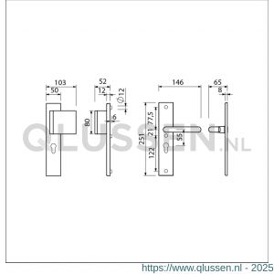 Ami VHB 251/50-90/80 veiligheidsvoordeur-duwerlangschildgarnituur SKG*** VHB 251/50 profielcilinder PC 55 deurduwer 90/80 rechts F1 profielcilinder PC 55 en deurkruk 356 deurdikte 38-42 mm 803320