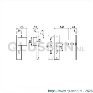 Ami VHB 251/50-90/80 veiligheidsvoordeur-duwerlangschildgarnituur SKG*** VHB 251/50 profielcilinder PC 72 deurduwer 90/80 rechts F1 profielcilinder PC 72 en deurkruk 356 deurdikte 53-57 mm 803419