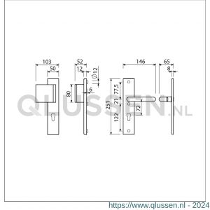 Ami VHB 251/50-90/80 veiligheidsvoordeur-duwerlangschildgarnituur SKG*** VHB 251/50 profielcilinder PC 72 deurduwer 90/80 links F1 profielcilinder PC 72 en deurkruk 356 deurdikte 53-57 mm 803469