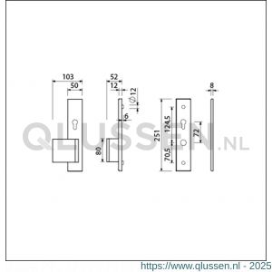 Ami VHB 251/50-90/80 senioren veiligheidsvoordeur-duwerlangschildgarnituur SKG** omkeer VHB 251/50 profielcilinder PC 72 Omgek 90/80 F1 rechts en profielcilinder PC 72 omkeer en zonder deurkruk deurdikte 38-42 mm 803501