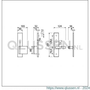 Ami VHB 251/50-90/80 senioren veiligheidsvoordeur-duwerlangschildgarnituur SKG** omkeer VHB 251/50 profielcilinder PC 72 omkeer deurduwer 90/80 rechts F1 en profielcilinder PC 72 omkeer deurkruk 332 deurdikte 38-42 mm 803503