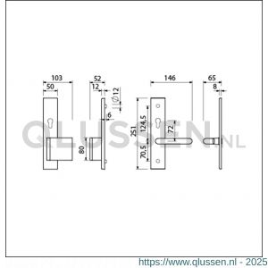 Ami VHB 251/50-90/80 senioren veiligheidsvoordeur-duwerlangschildgarnituur SKG** omkeer VHB 251/50 profielcilinder PC 72 omkeer deurduwer 90/80 rechts F1 en profielcilinder PC 72 omkeer deurkruk 356 deurdikte 38-42 mm 803515