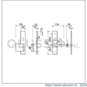 Ami VHB 251/50-90/80 senioren veiligheidsvoordeur-duwerlangschildgarnituur SKG** omkeer VHB 251/50 profielcilinder PC 72 omkeer deurduwer 90/80 links F1 en profielcilinder PC 72 omkeer deurkruk 356 deurdikte 38-42 mm 803565