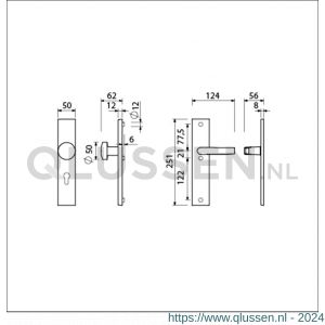 Ami VHB 251/50-169/50 veiligheidsvoordeur-knoplangschildgarnituur SKG*** VHB 251/50 knop 169/50 buiten profielcilinder PC 72 binnen blind deurkruk 332 F1 deurdikte 38-42 mm 804026