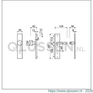 Ami VHB 251/50-169/50 veiligheidsvoordeur-knoplangschildgarnituur SKG*** VHB 251/50 knop 169/50 buiten en binnen profielcilinder PC 85 deurkruk 332 F1 deurdikte 38-42 mm 804031