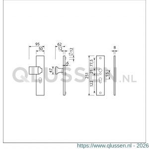 Ami VHB 251/50-144 veiligheidsvoordeur-knoplangschildgarnituur SKG*** VHB 251/50 profielcilinder PC 55 knop Varo 144 F1 profielcilinder PC 55 en zonder deurkruk deurdikte 53-57 mm 804560