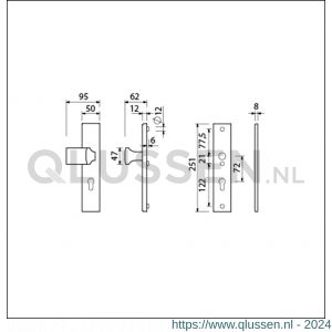 Ami VHB 251/50-144 veiligheidsvoordeur-knoplangschildgarnituur SKG*** VHB 251/50 profielcilinder PC 72 knop Varo 144 F1 profielcilinder PC 72 en zonder deurkruk deurdikte 53-57 mm 804660