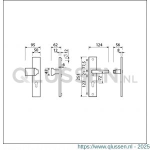 Ami VHB 251/50-144 veiligheidsvoordeur-knoplangschildgarnituur SKG*** VHB 251/50 profielcilinder PC 72 knop Varo 144 F1 profielcilinder PC 72 en deurkruk 332 M6 deurdikte 53-57 mm 804661