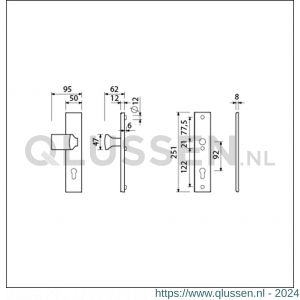 Ami VHB 251/50-144 veiligheidsvoordeur-knoplangschildgarnituur SKG*** VHB 251/50 profielcilinder PC 92 knop Varo 144 F1 profielcilinder PC 92 en zonder deurkruk deurdikte 38-42 mm 804850