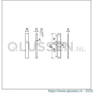 Ami VHB 251/32 veiligheidssmalschild SKG** VHB 251/32 buiten blind binnen profielcilinder PC 55 F1 deurdikte 53-57 mm 811004