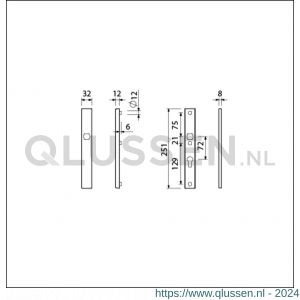 Ami VHB 251/32 veiligheidssmalschild SKG** VHB 251/32 buiten blind binnen profielcilinder PC 72 F1 deurdikte 53-57 mm 811006