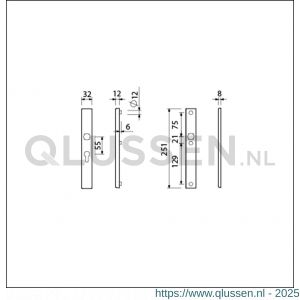 Ami VHB 251/32 veiligheidssmalschild SKG** VHB 251/32 buiten profielcilinder PC 55 binnen blind F1 deurdikte 53-57 mm 811015