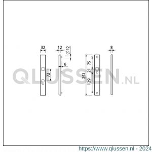 Ami VHB 251/32 veiligheidssmalschild SKG** VHB 251/32 buiten profielcilinder PC 72 binnen blind F1 deurdikte 53-57 mm 811018