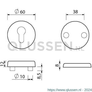 Ami VHB rond rozet veiligheidsrozet SKG*** VHB rozet rond buiten profielcilinder PC binnen blind F1 deurdikte 38-42 mm 816123