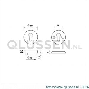 Ami VHB rond rozet veiligheidsrozet SKG*** VHB rozet rond profielcilinder PC F2 deurdikte 38-42 mm 817121