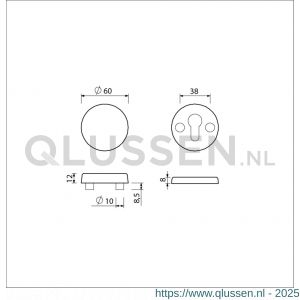 Ami VHB rond rozet KT veiligheidsrozet SKG*** VHB rozet rond 15 mm KT F1 deurdikte 38-42 mm 820021