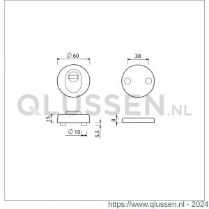 Ami VHB rond rozet KT veiligheidsrozet SKG*** VHB rozet rond buiten 15 mm KT binnen blind F1 deurdikte 38-42 mm 820023