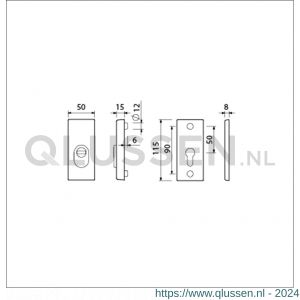 Ami VHB 115/50 veiligheidsrozet SKG*** VHB rozet 115/50 buiten blind binnen profielcilinder PC F1 deurdikte 38-42 mm 820113