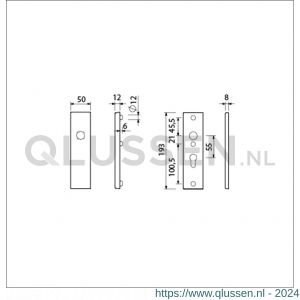 Ami VHB 193/50 veiligheidskortschild SKG*** VHB 193/50 buiten blind binnen profielcilinder PC 55 F1 deurdikte 38-42 mm 821118