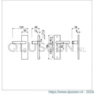 Ami VHB 193/50 veiligheidskortschild SKG*** VHB 193/50 buiten en binnen profielcilinder PC 55 met deurkruk 332 F1 deurdikte 38-42 mm 821206
