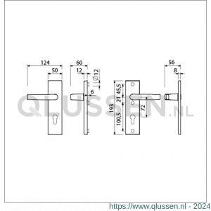 Ami VHB 193/50 veiligheidskortschild SKG*** VHB 193/50 buiten en binnen profielcilinder PC 72 en deurkruk 332 F1 deurdikte 38-42 mm 821406