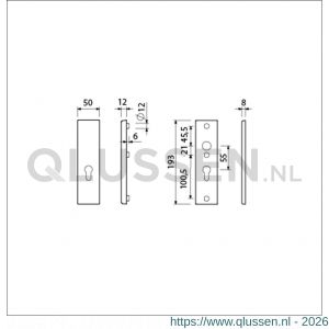 Ami VHB 193/50 veiligheidskortschild SKG*** VHB 193/50 buiten zonder krukgat profielcilinder PC 55 binnen profielcilinder PC 55 F2 deurdikte 38-42 mm 831093
