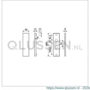Ami VHB 193/50 veiligheidskortschild SKG*** VHB 193/50 buiten geheel blind binnen profielcilinder PC 55 F2 deurdikte 38-42 mm 831094