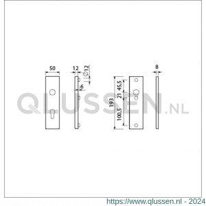 Ami VHB 193/50 veiligheidskortschild SKG*** VHB 193/50 buiten profielcilinder PC 72 binnen blind F2 deurdikte 38-42 mm 831434