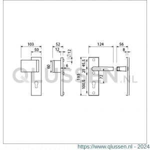 Ami VHB 193/50-90/60 veiligheidsvoordeur-duwerkortschildgarnituur SKG*** VHB 193/50 deurduwer 90/60 links buiten en binnen profielcilinder PC 72 en deurkruk 332 F2 deurdikte 38-42 mm 833316