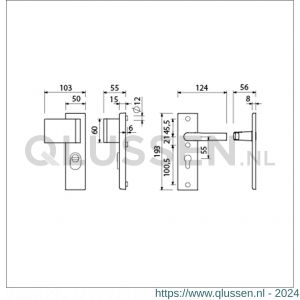 Ami VHB 193/15-90/60 KT veiligheidsvoordeur-duwerkortschild SKG*** kerntrekbeveiliging VHB 193/15 deurduwer 90/60 links KT 55 binnen profielcilinder PC 55 en deurkruk 332 F1 deurdikte 38-42 mm 834306