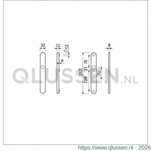 Ami VHB 257/32/2 veiligheidssmalschild SKG** ovaal VHB 257/32/2 buiten blind binnen profielcilinder PC 72 F1 deurdikte 53-57 mm 835106