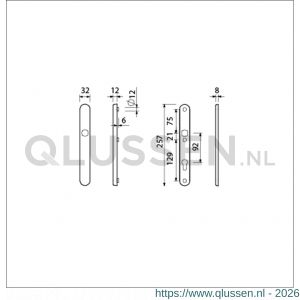Ami VHB 257/32/2 veiligheidssmalschild SKG** ovaal VHB 257/32/2 buiten blind binnen profielcilinder PC 92 F1 deurdikte 53-57 mm 835109