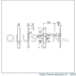 Ami VHB 251/32-379 veiligheids Rotaveer kruk-kruk smalschildgarnituur SKG** VHB 251/32 zonder krukgat profielcilinder PC 92 F1 en deurkruk 379 Rota 251/32 profielcilinder PC 92 deurdikte 53-57 mm 840095