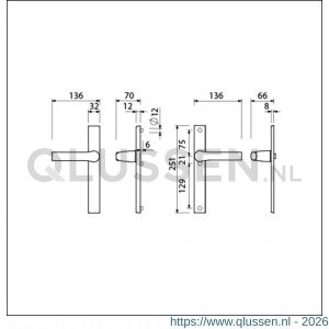 Ami VHB 251/32-379 veiligheids Rotaveer kruk-kruk smalschildgarnituur SKG** VHB deurkruk 379 Rota 251/32 blind F1 en deurkruk 379 Rota 251/32 blind deurdikte 53-57 mm 840100