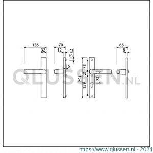 Ami VHB 251/32-379 veiligheids Rotaveer kruk-kruk smalschildgarnituur SKG** VHB deurkruk 379 Rota 251/32 blind F1 en deurkruk 379 Rota 251/32 profielcilinder PC 72 deurdikte 53-57 mm 840106