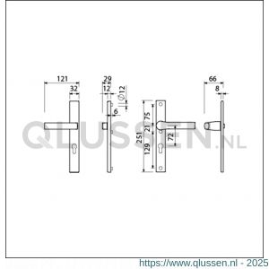 Ami VHB 251/32-353 veiligheids Rotaveer kruk-kruk smalschildgarnituur SKG** VHB 251/32 profielcilinder PC 72 deurkruk 353 vastdraaibaar F1 en deurkruk 379 Rota 251/32 profielcilinder PC 72 deurdikte 53-57 mm 840140