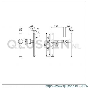 Ami VHB 251/32-169/50-379 veiligheids Rotaveer knop-kruk smalschildgarnituur SKG** VHB 251/32 profielcilinder PC 55 knop 169/50 F1 en deurkruk 379 Rota 251/32 profielcilinder PC 55 deurdikte 53-57 mm 840224