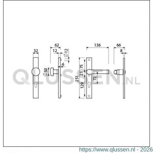 Ami VHB 251/32-169/50-379 veiligheids Rotaveer knop-kruk smalschildgarnituur SKG** VHB 251/32 profielcilinder PC 72 knop 169/50 F1 en deurkruk 379 Rota 251/32 profielcilinder PC 72 deurdikte 53-57 mm 840226